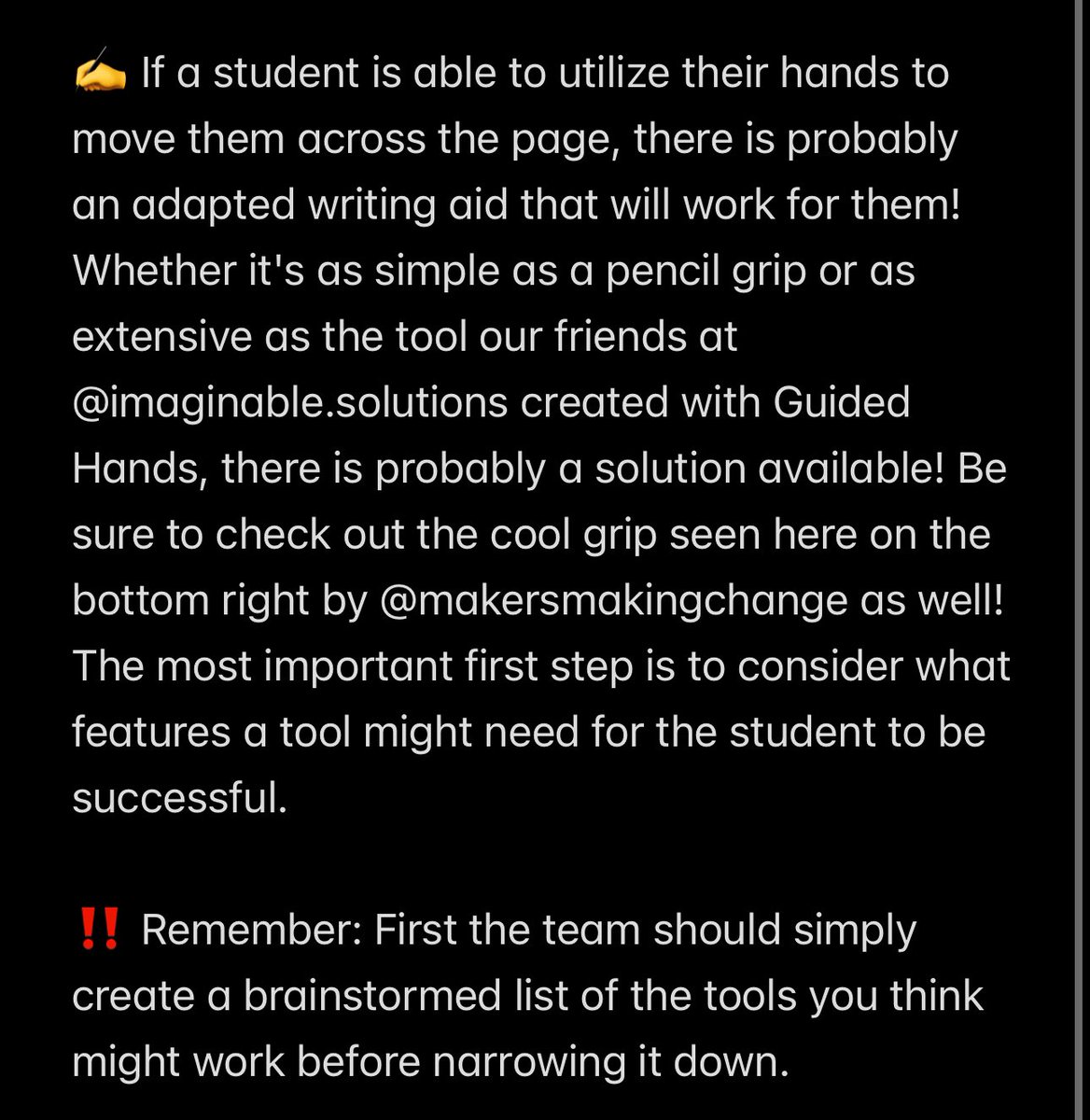 Finally, it's time to talk about specific assistive technology tools and supports for the mechanics of handwriting.

🗣️ Have you used any of these adapted writing aids before? Tell us in the comments!

#VATTS #assistivetechnology #writing #ATConsideration #adaptedwritingaids