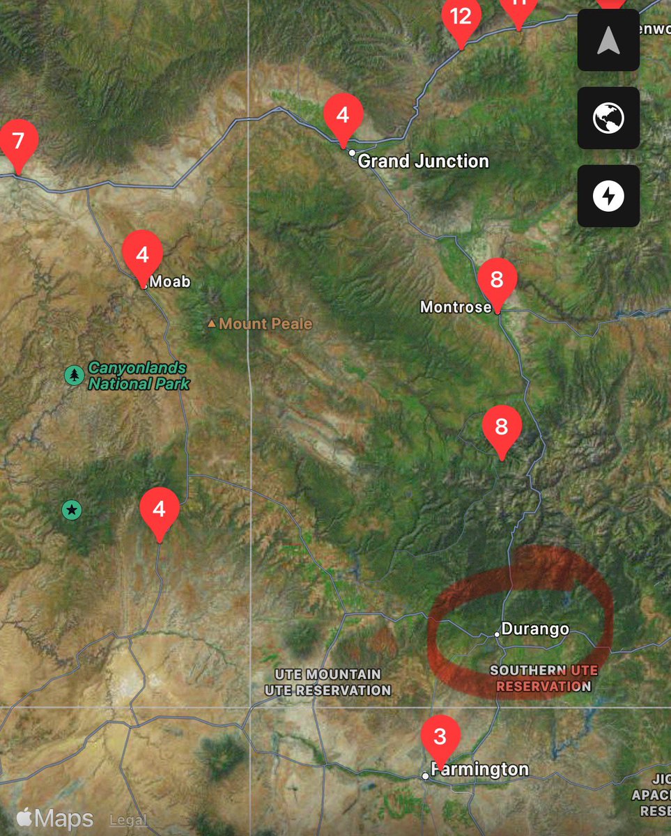 This is my suggestion. A drive from grand junction or Montrose is very difficult to accomplish because of the steep mountains heading south to Durango and back. There are no superchargers in Durango. The supercharger south of Montrose in Telluride is out of the way and slow.
