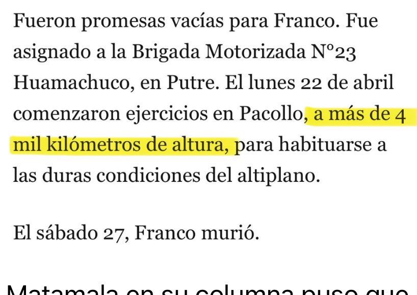 Matamala en su columna escribió que los conscriptos en Putre habían marchado  a 4000 kilómetros de altura. Será wn?
Ahora entiendo cómo fue que vió abundancia en los supermercados de Caracas.