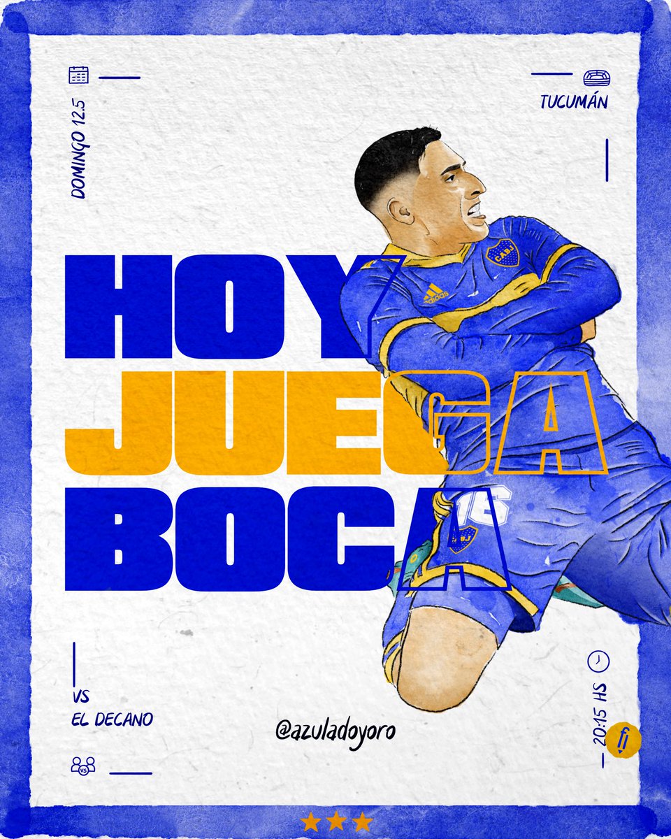 𝗛𝗢𝗬 𝗝𝗨𝗘𝗚𝗔 #𝗕𝗢𝗖𝗔! ⚽️💙💛💙

#AzuladoyOro #BocaJuniors #FutbolArgentino #Merentiel 
@BocaJrsOficial @miguelmerentiel