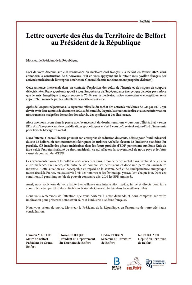 #Alstom les États-Unis bloquent le rachat par EDF des activités nucléaires de GE, à qui Macron avait donné #Alstom (corruption ) ! Macron a trahi la France une première fois en larguant #Alstom aux🇺🇸. Il la trahit une seconde fois en n’intervenant pas pour finaliser le rachat