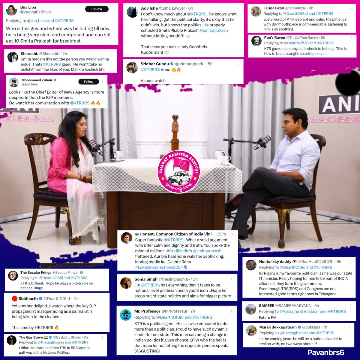 𝗞𝗧𝗥 @KTRBRS anna interview with @ANI 🙌🏻❤️‍🔥 Now.. Whole country intellectuals became a fan of his way of smashing, Quality of Knowledge, Way of Expressions, Quality of Confidence with utter calm, dignity and truth... So proud of you anna 🙌🏻🩷👏🏻 • Cry more #Andhbhakts 😭😂