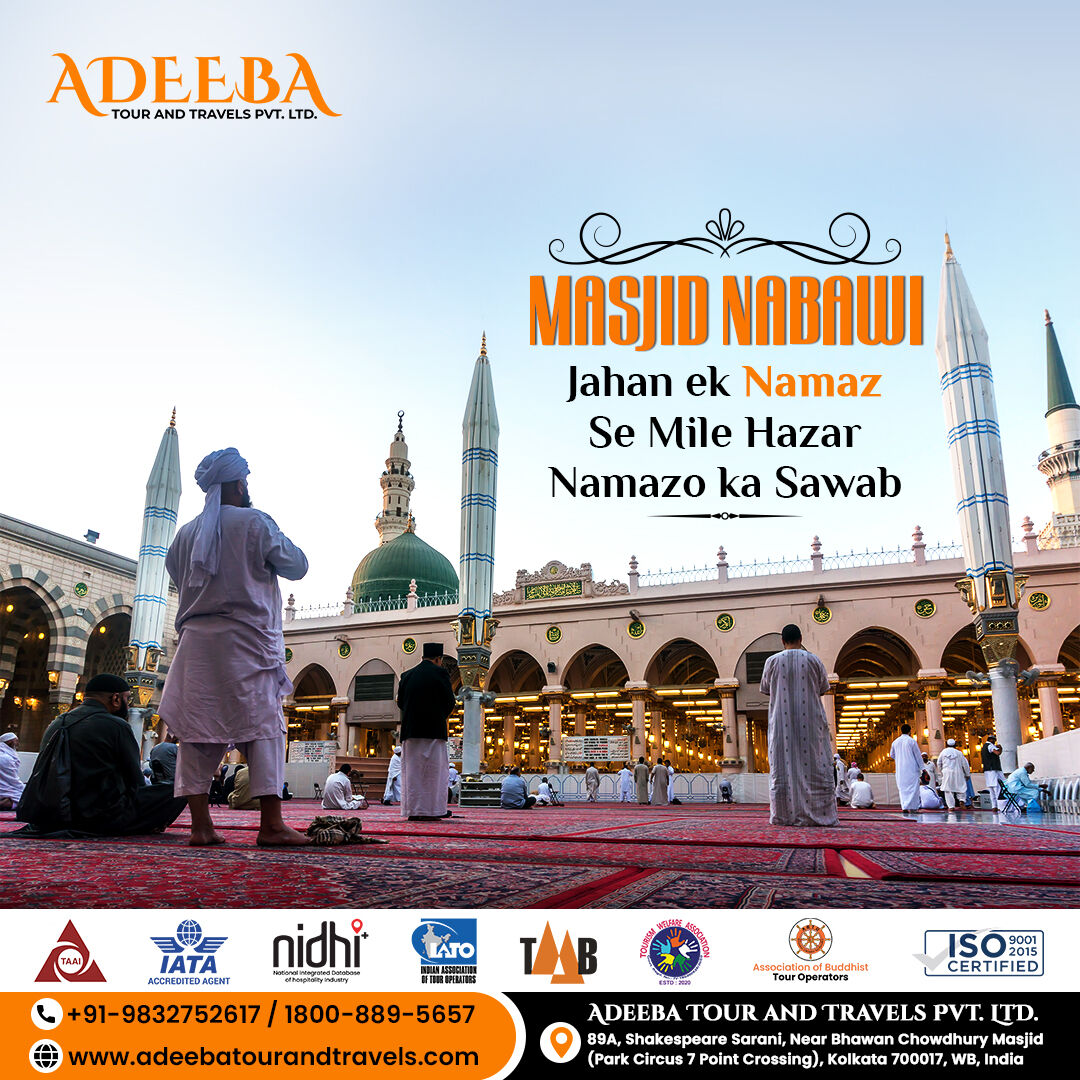 Don't miss out on this incredible opportunity.🛐🕌 Contact Adeeba Tour and Travels today to reserve your spot for a magical prayer experience at Al-Masjid an-Nabawi.

#Al_Masjid_an_Nabawi #Umrah #UmrahTour #Allah #SWT #AdeebaTourandTravels #UmrahTourPackages #UmrahTour2024