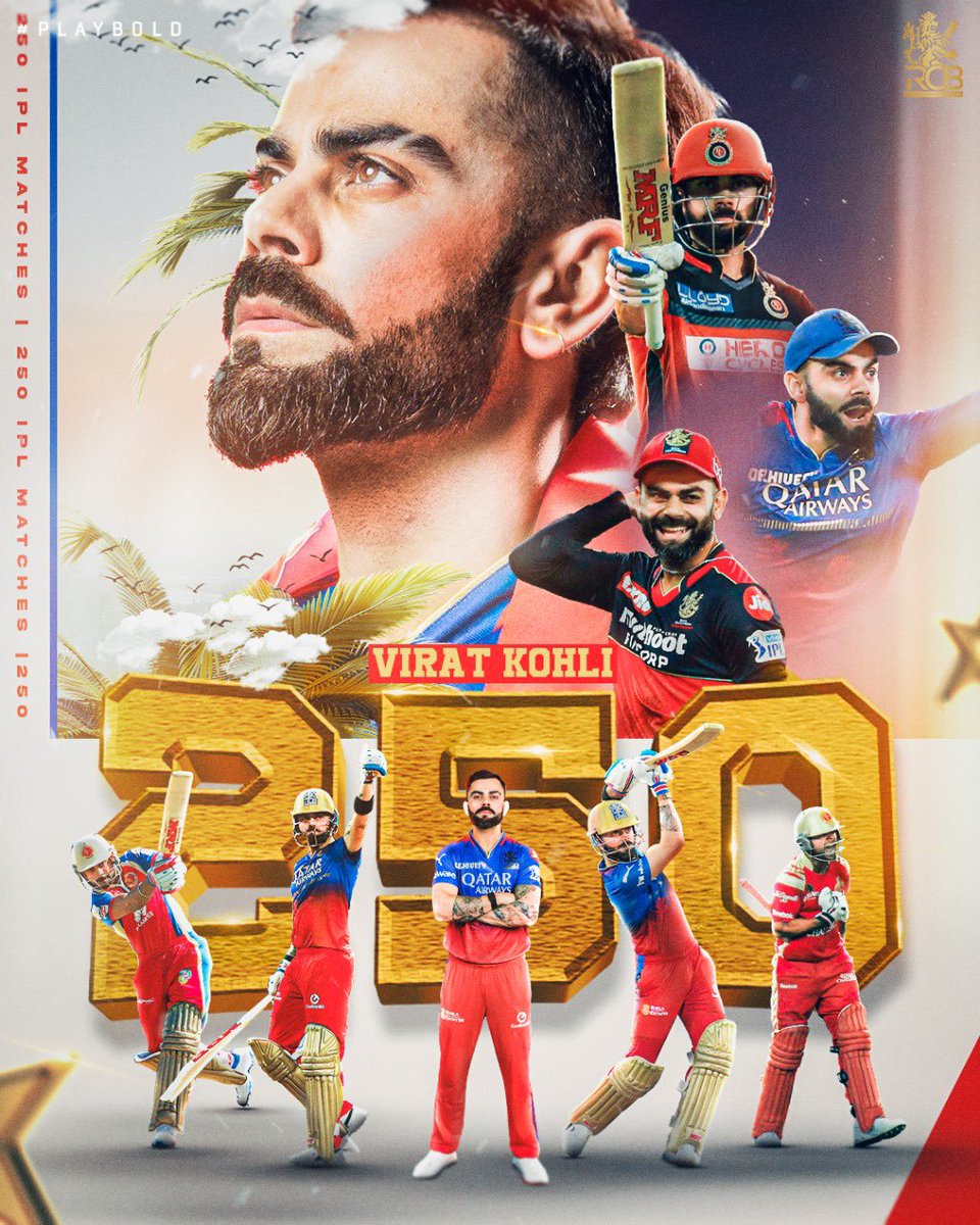 Times change, teams change, but one thing that has remained constant is Virat donning the RCB colours with pride. 🤌 Walking out again today, wearing his pride for the 2️⃣5️⃣0️⃣th time in the IPL. 🫶🧿 #PlayBold #ನಮ್ಮRCB #IPL2024