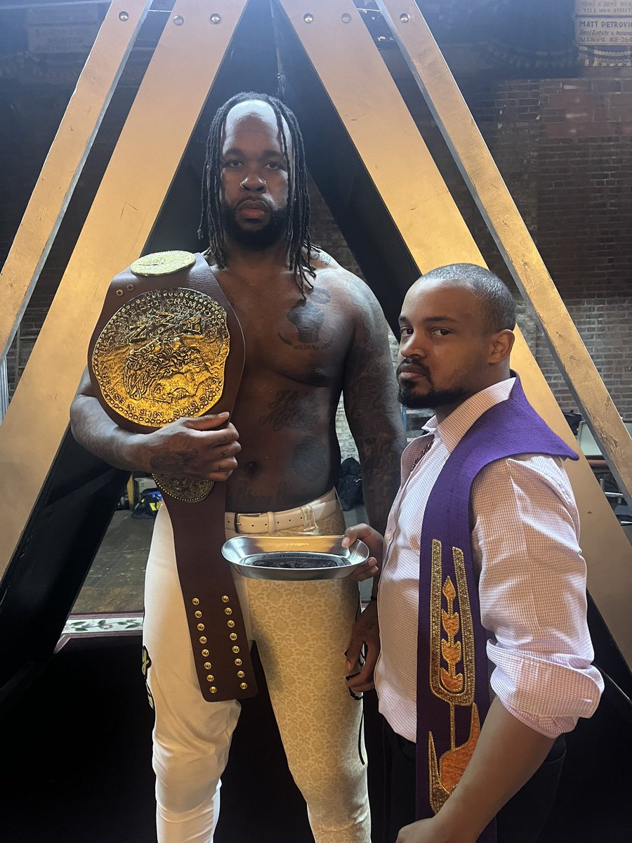 The FIRST EVER @nwa Exodus Midwest Champion @PrettyBoySmooth along side his trusted confidant @GOOOODPastorCLo #History