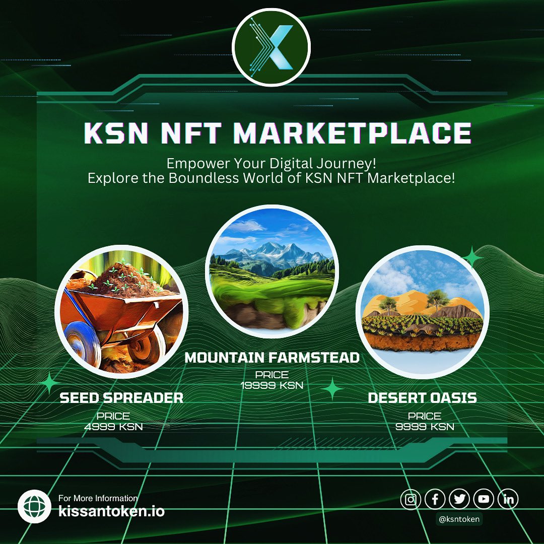 🌟 Step into the future of digital ownership with KSN NFT Marketplace! 🚀 🎨 Discover a world where creativity thrives, and exclusivity reigns. Own unique digital assets, from art 🖼️ to collectibles 🏆, and join the NFT revolution. 🌐 Explore now at kissantoken.io and