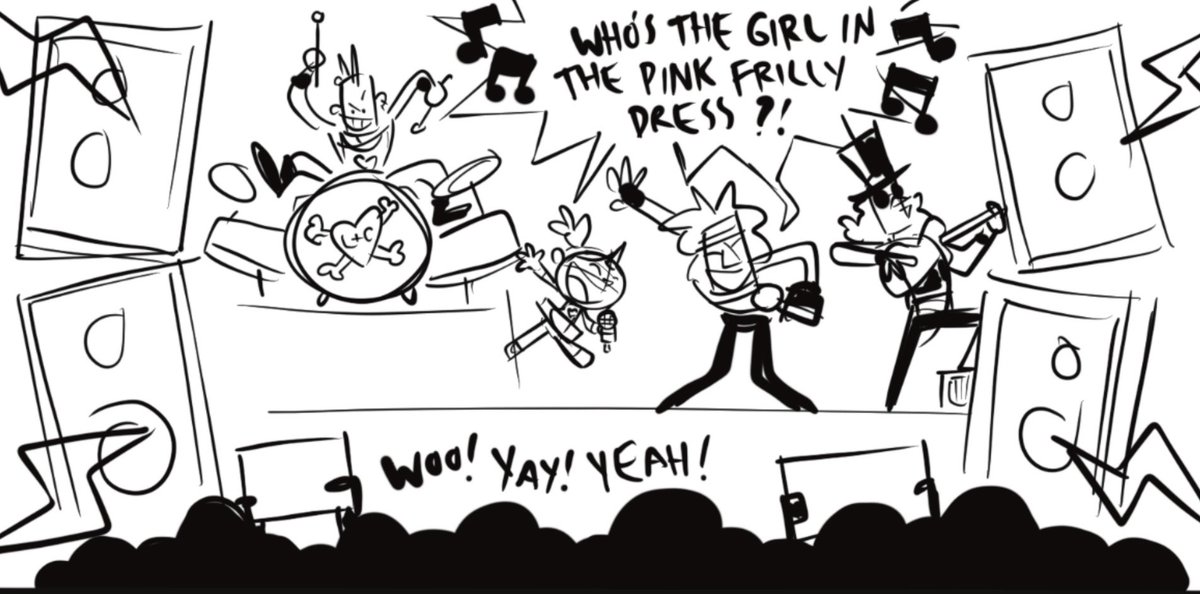 Easily my favourite panel I roughed out today!
Super Unicorn gets the chance to jam on stage with her favourite rock band - Love & Crossbones!

❤️ ☠️ / 🦄 👑 

#superunicornprincess #sup #oc #middlegrade #comics #graphicnovel #comicart #comicsforkids