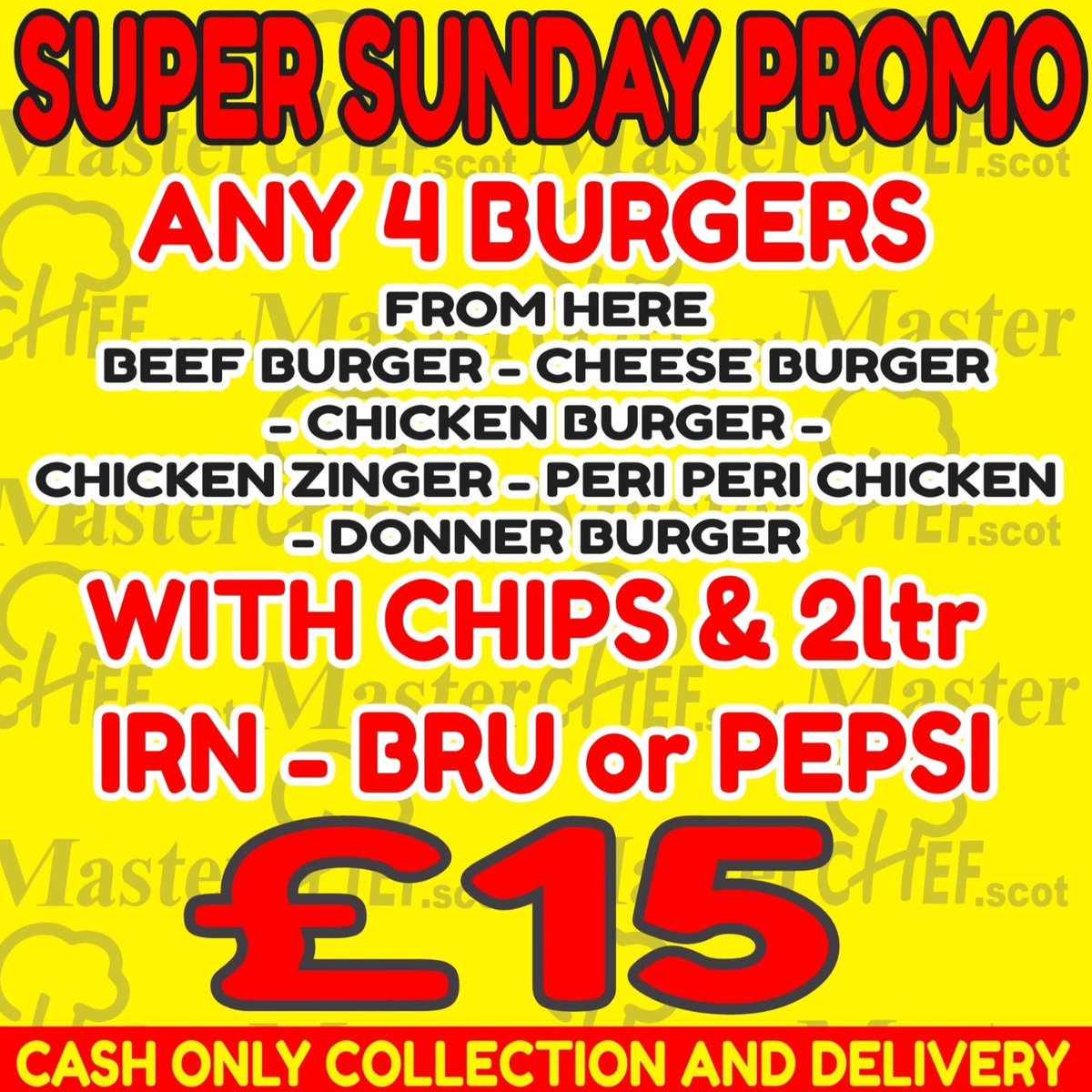 masterchef_scot's tweet image. CASH IS KING SUPER SUNDAY DEALS 
Full portions guaranteed and no half measures Today only grab a munch from the sensational deals Collection or Delivery by calling the shop directly 01418807766 CASH ONLY DEALS  (when placing the order you will have to mention PROMO) T&amp;amp;C