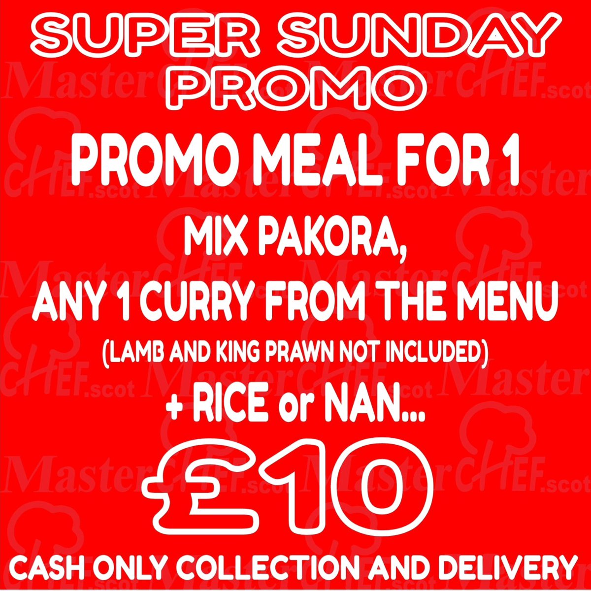 masterchef_scot's tweet image. CASH IS KING SUPER SUNDAY DEALS 
Full portions guaranteed and no half measures Today only grab a munch from the sensational deals Collection or Delivery by calling the shop directly 01418807766 CASH ONLY DEALS  (when placing the order you will have to mention PROMO) T&amp;amp;C