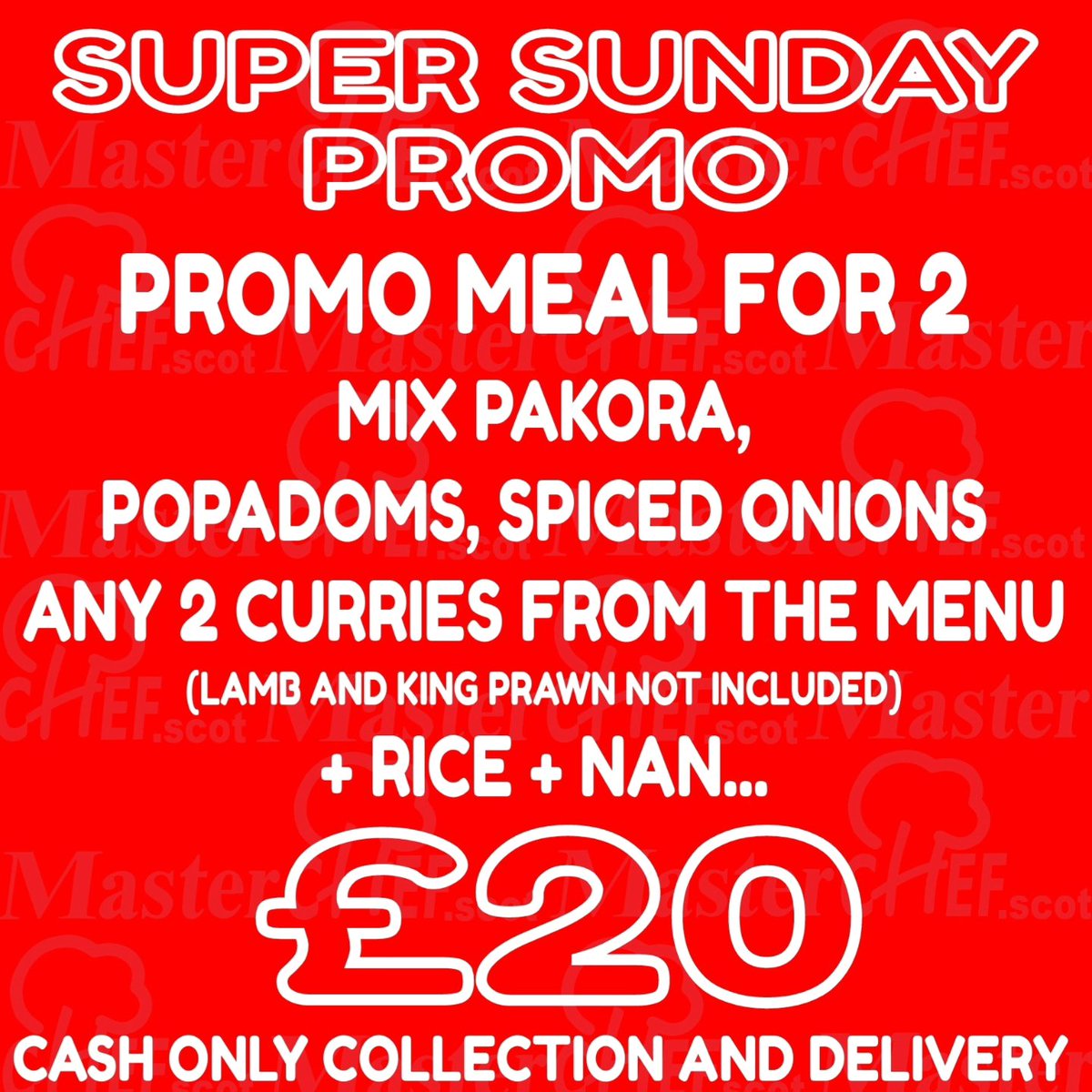 masterchef_scot's tweet image. CASH IS KING SUPER SUNDAY DEALS 
Full portions guaranteed and no half measures Today only grab a munch from the sensational deals Collection or Delivery by calling the shop directly 01418807766 CASH ONLY DEALS  (when placing the order you will have to mention PROMO) T&amp;amp;C
