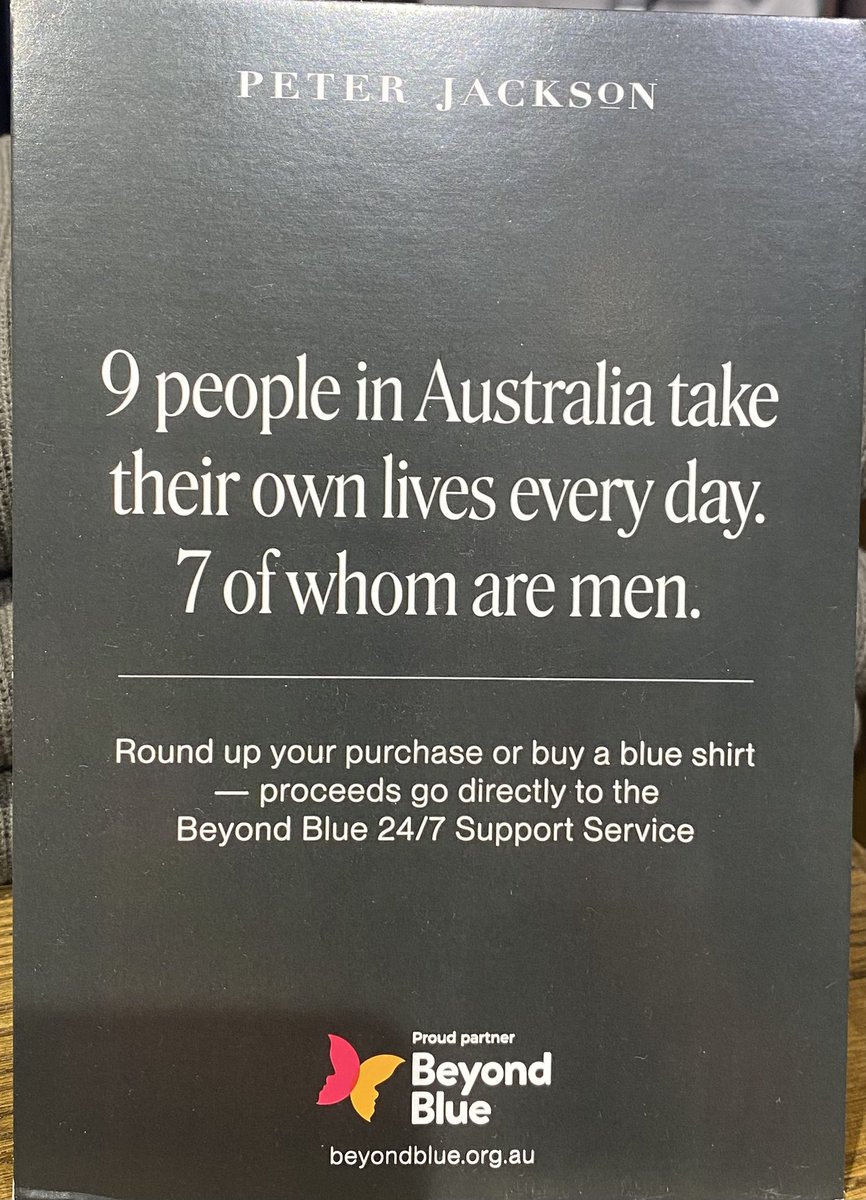 Thank you Peter Jackson for highlighting how many men are taking their own lives everyday in Australia 😔😢
This is something that’s not spoken about enough ! #MensLivesMatter ❤️🙏