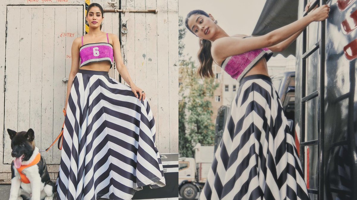 Mr And Mrs Mahi: Janhvi Kapoor Redefines Retro Style In A Black-and-white Skirt With Cute Shimmery Crop Top - iwmbuzz.com/movies/celebri… #entertainment #movies #television #celebrity