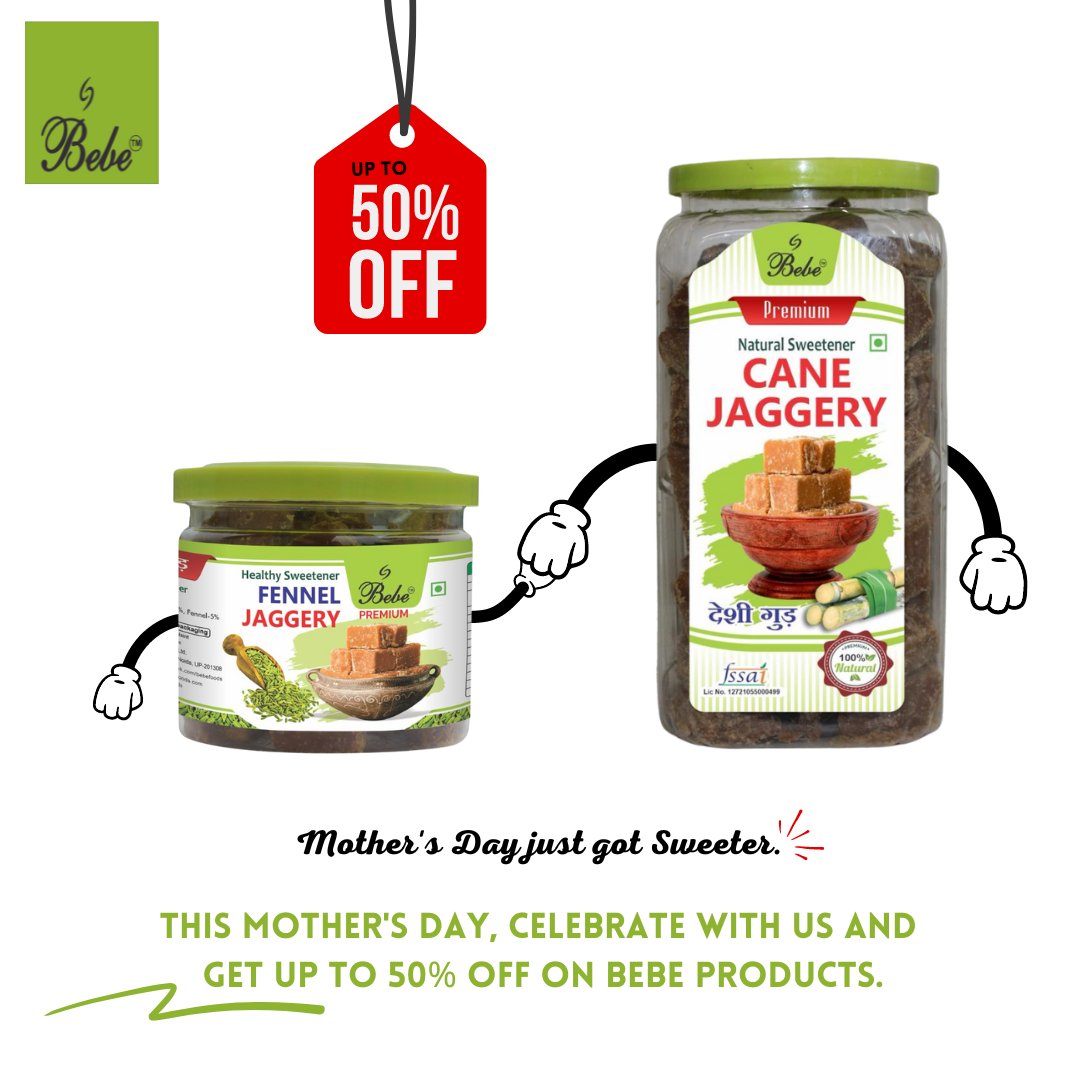BebeFoods's tweet photo. "Bebe" – the word itself evokes the warmth and sweetness of a mother's love. This Mother's Day, we celebrate that special bond with Bebe Jaggery, a gift from Mother Earth as sweet as Mom herself.

#Mothersday2024 #SweetDeal #offer #discount #bebefoods #motherslove #mothergiftidea https://t.co/SYe02jjEJA