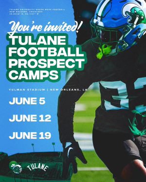 Big Thank you to @74logan74 for the coach invite to Tulane!! #OYB @Coach_Fortune @CoachCam36 @GreenWaveFB @coachdroushar
