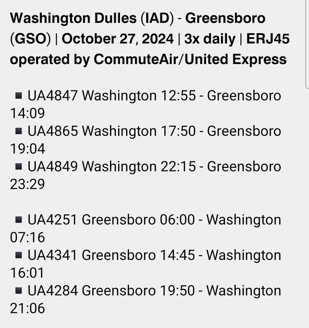 #UnitedAirlines to restart two routes from #Washington Dulles: Greenville and Greensboro. Source: @IshrionA 📷 ©CommutAir #Dulles #aviation #AvGeek #avgeeks #flights #Travel #traveler #SouthCarolina #NorthCarolina #SC #NC #US