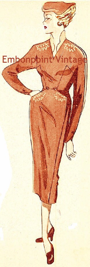 Plus Size (or any size) Vintage 1949 Dress Sewing Pattern - PDF - Pattern No 35 Claudette tuppu.net/cc73a0c4 #EmbonpointVintage #plussizevintage #Etsy #PdfPattern