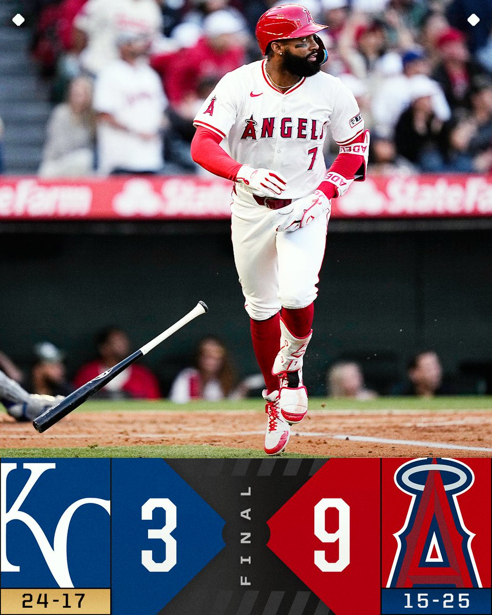 MLB's tweet image. Jo Adell&apos;s blast leads the way for the @Angels in a home win!