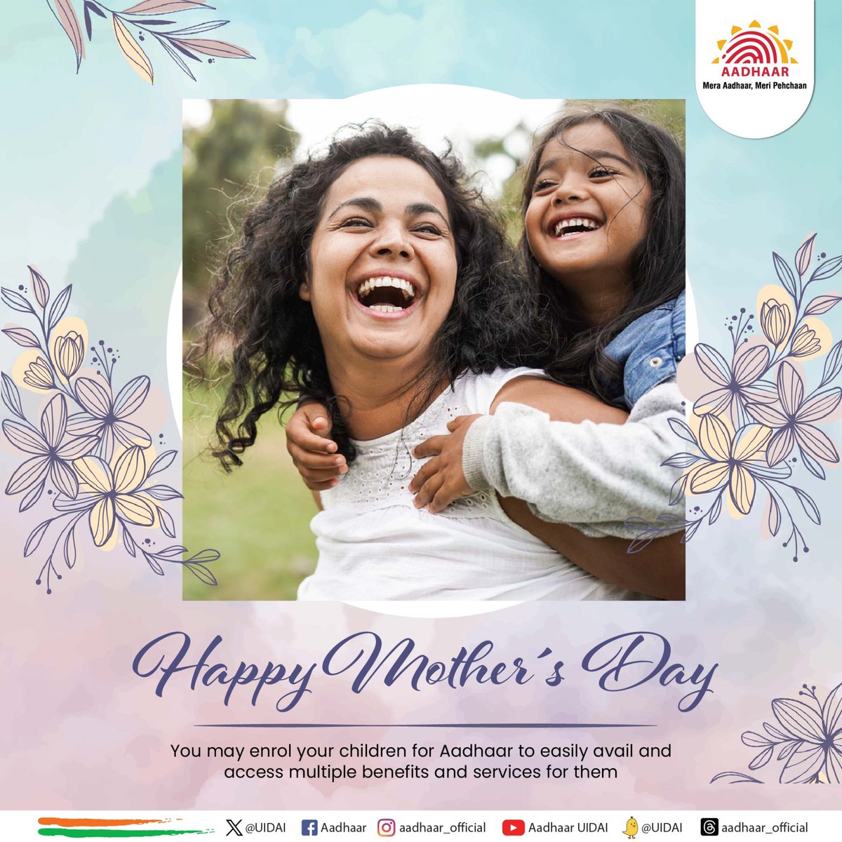 To all the incredible mothers, #Aadhaar wishes a #HappyMother'sDay