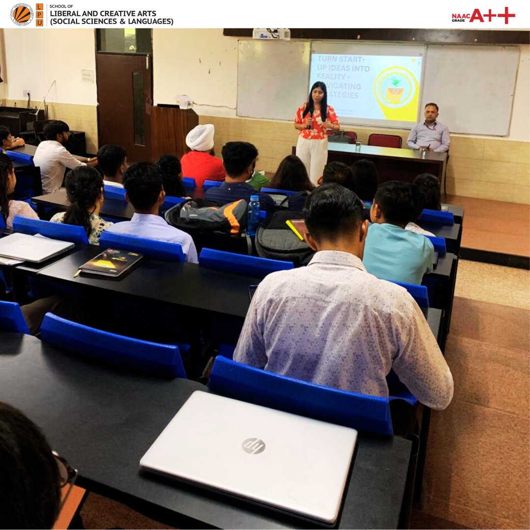 Embarking on an entrepreneurial odyssey at the School of Liberal and Creative Arts. Dr. Shweta Miglani's expertise illuminated our path as we explored the journey from idea to enterprise. 
#lpu #socialsciencesatlpu #SocialSciences #enterpreneurship #ThinkBig