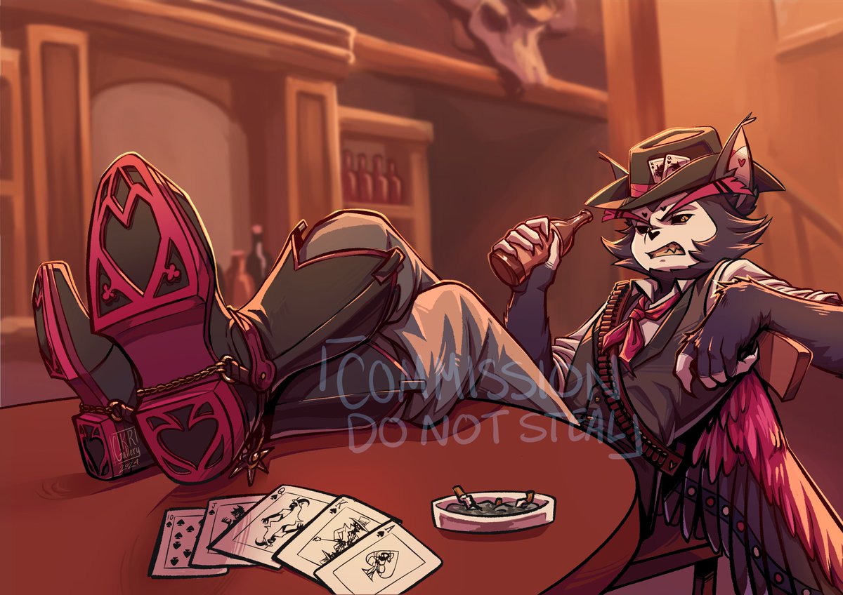 Commission piece for <a href="/ohopalsunrise/">Lil ✩</a> | Cowboy Husk | Hazbin Hotel
