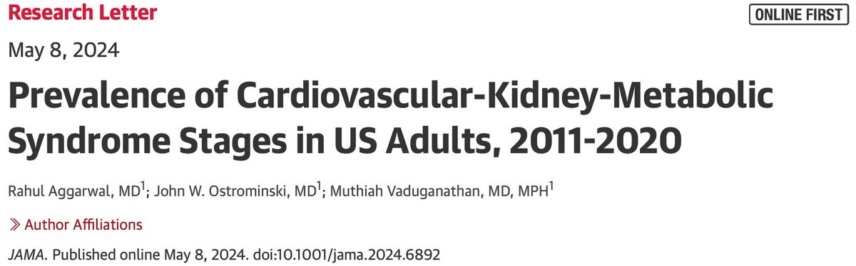 CKM Syndrome: Prevalence & Staging •CKM diseases (🫀, kidney, metabolic) affect > 25% of 🇺🇸adults •~Leading cause of death in 2021➡️CKM syndrome staging in 2023 •Staging: 0 (no risk factors) to 4 (established cardiovascular disease), aiding in prevention & management