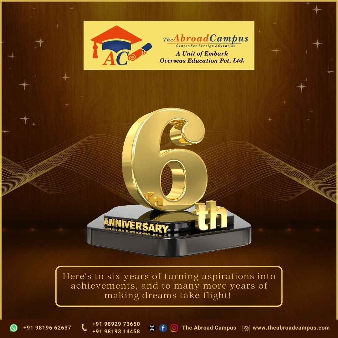 Six years of shaping dreams, one destination at a time. 

Here’s to many more adventures ahead!

#theabroadcampus #6years #sixthanniversary #success #empoweringfutures #visasuccess #studentsuccess #companyanniversary #6yearsold #studyabroadconsultants #educationconsultancy