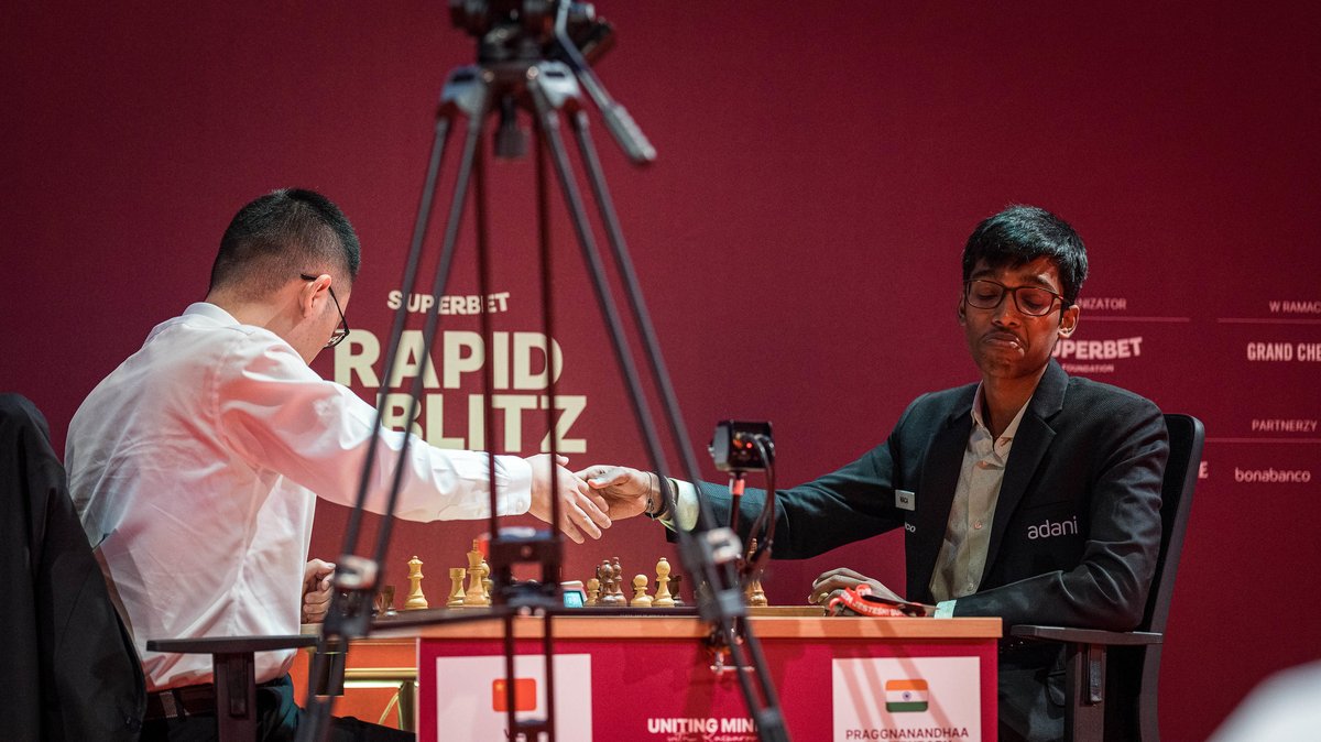 Pragg is a man of many emotions and reactions! Photo: Lennart Ootes/Grand Chess Tour #chess #chessbaseindia #grandchesstour