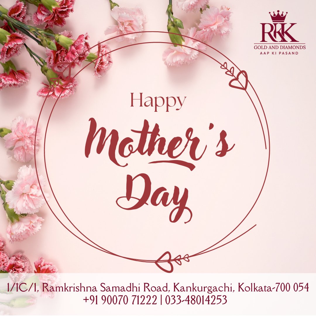 'Happy Mother's Day to all the incredible moms out there!  Today, we celebrate the priceless love and unwavering strength of mothers everywhere. #MothersDay #RKKGoldAndDiamonds #CelebrateMom #MomLove #PreciousMoments'