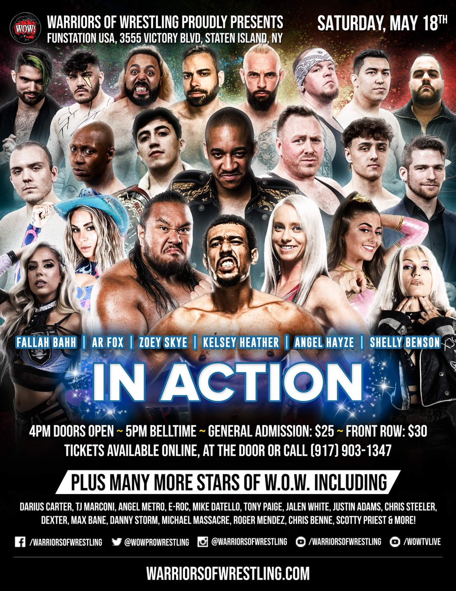 Venue change for next Saturday #trythatshitonStatenisland Warriors of Wrestling May 18th 3555 Victory Blvd Staten Island, NY Doors 4pm Bell time 5pm