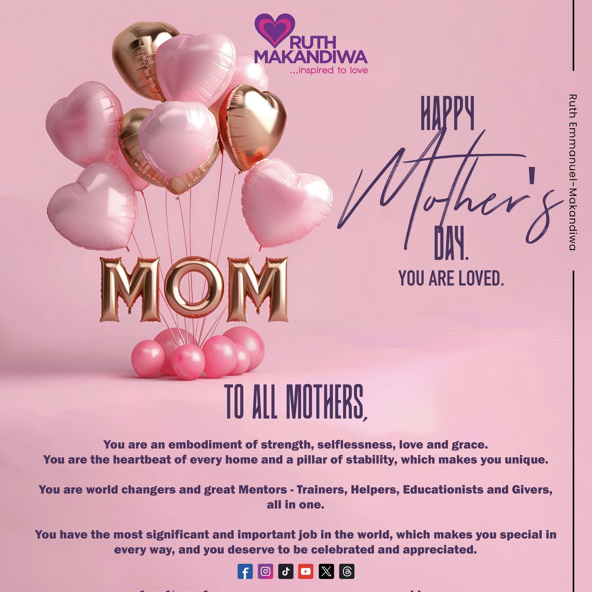 Happy Mother's Day ❤️❤️❤️❤️ #Mothersday2024 #celebratingmotherhood #appreciatingmothers #grateful #RuthEmmanuelMakandiwa