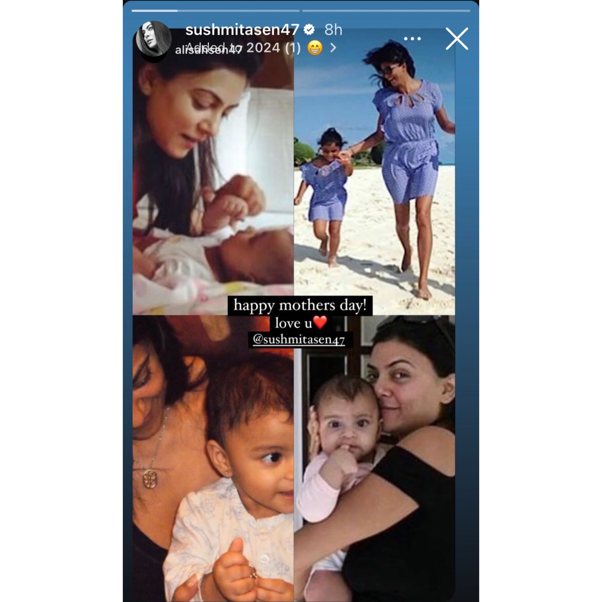 #SushmitaSen has recently reposted a beautiful mother’s day wish from her daughter #AlisahSen. 💗✨