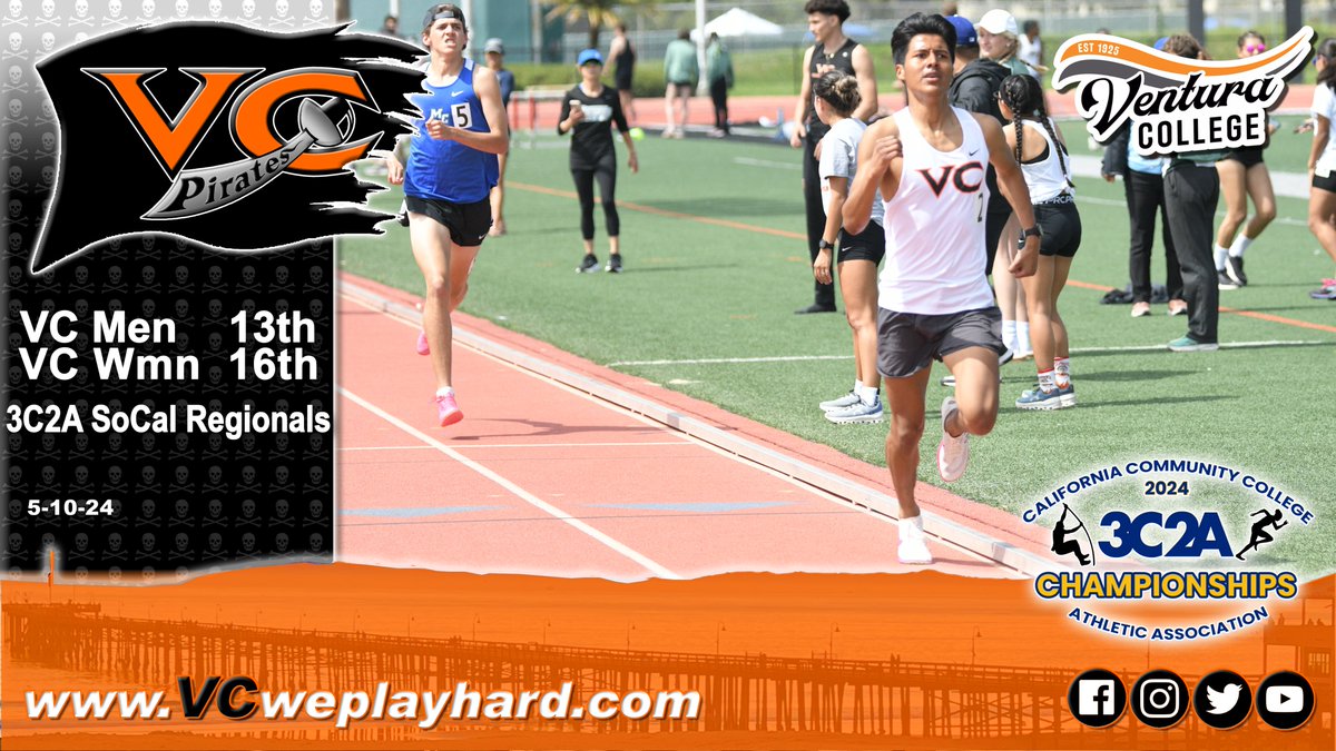 The VC men's and women's track and field teams are sending four to the 3C2A State Finals next week after competition at the Regionals. Sophia Godina and Brianna Torres will represent the women while Trevor McCarthy and Erick Tienda will compete for the men vcweplayhard.com/sports/track/2…