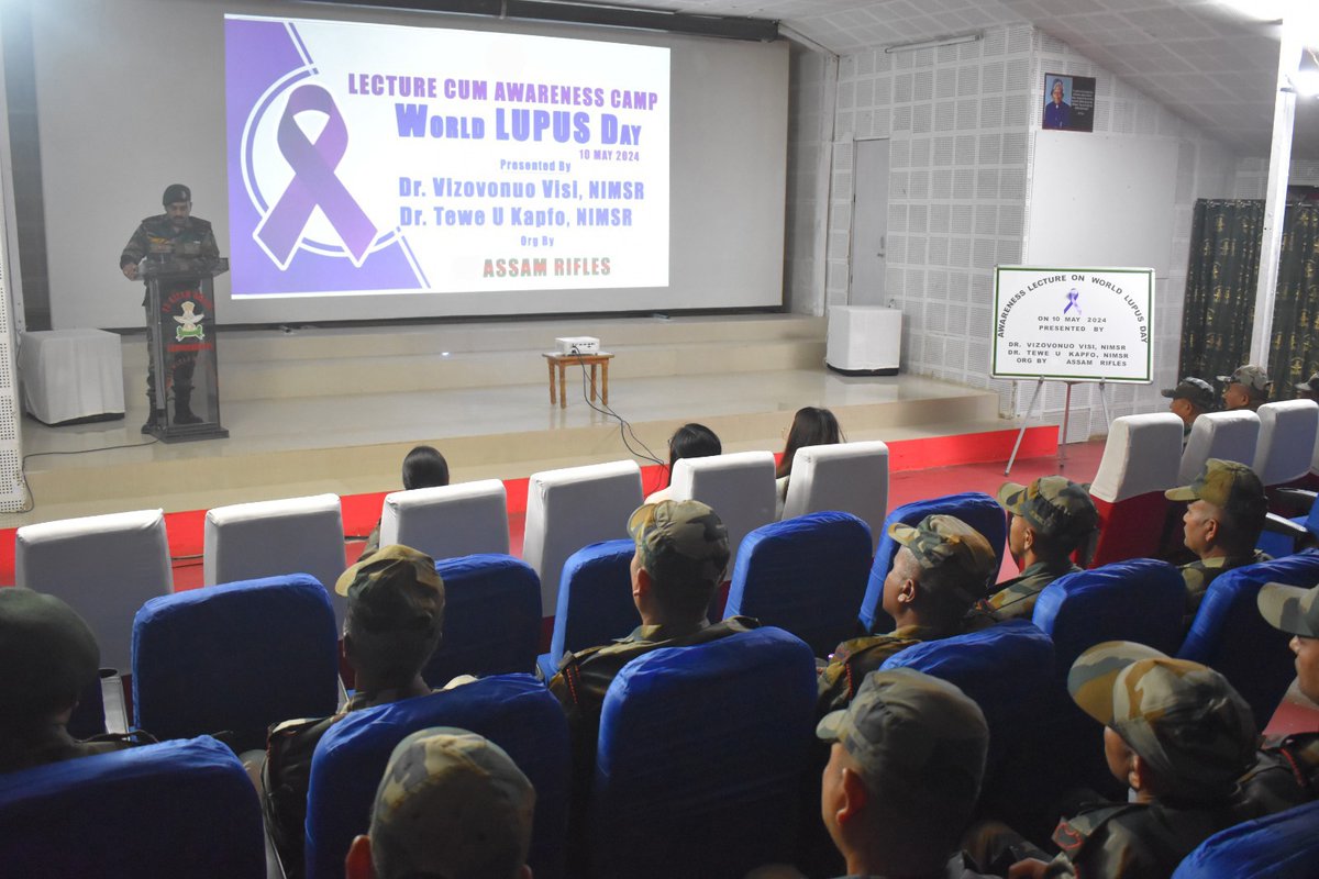 ASSAM RIFLES ORGANISES 'WORLD LUPUS DAY' PROGRAMME IN COLLABORATION WITH NATIONAL INSTITUTE OF MEDICAL SCIENCES & RESEARCH IN NAGALAND
#AssamRifles organised #WorldLupusDay in collaboration with NIMSR at Kohima, #Nagaland on 10 May 2024. The theme of the programme was 'Make Lupus