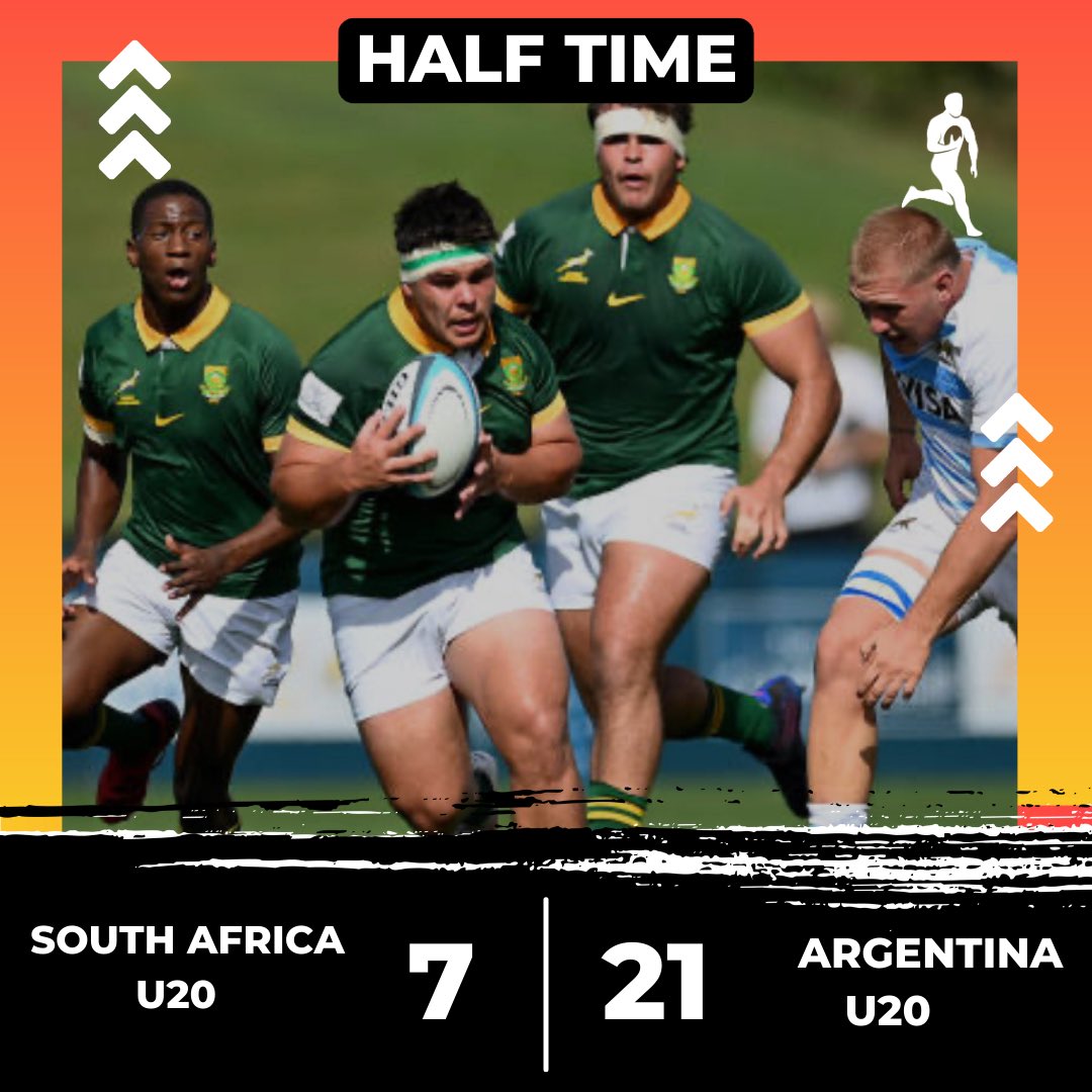 Rossetto score the first hat trick of the u20 Rugby Championship as Argentina lead at the break #SAvARG #TRCU20