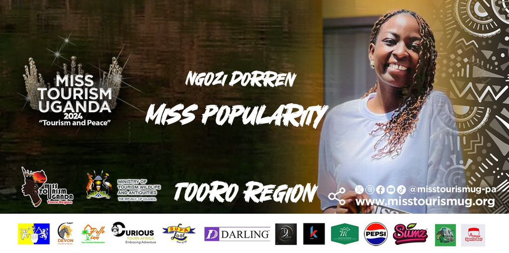 Ladies and gentlemen, #MissTourismUganda #Tooro Miss popularity is Ms. Ngonzi Doreen! Congratulations! #TourismandPeace @MTWAUganda @mugarra @QRuokaya @newvisionwire @TourismBoardUg