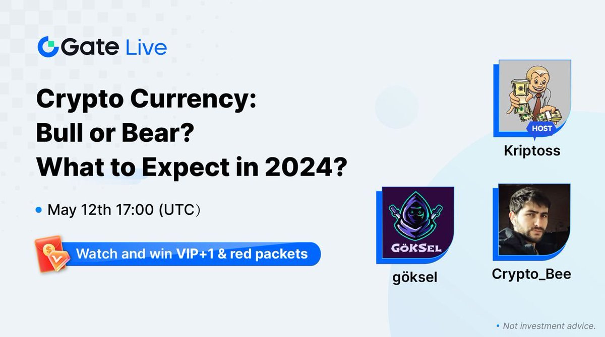 🖥 #GateLive Crypto Talk

🔥 Crypto Currency: Bull or Bear? What to Expect in 2024?
🎙 Speaker: Kriptoss, göksel, Crypto_Bee
⏰ Time: May 12th, 17:00 PM (UTC)

🧧 VIP+1 & Points & Red Packets are given away
👉 Set a Reminder: gate.io/live/video/e25…