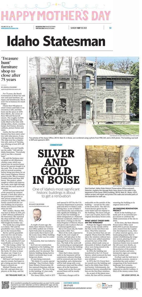 🇺🇸 Silver And Gold In Boise ▫One of Idaho’s most significant historic buildings is about to get a renovation ▫@ScottMcIntosh12 ▫is.gd/7Una2g 👈 #frontpagestoday #USA @IdahoStatesman 🇺🇸
