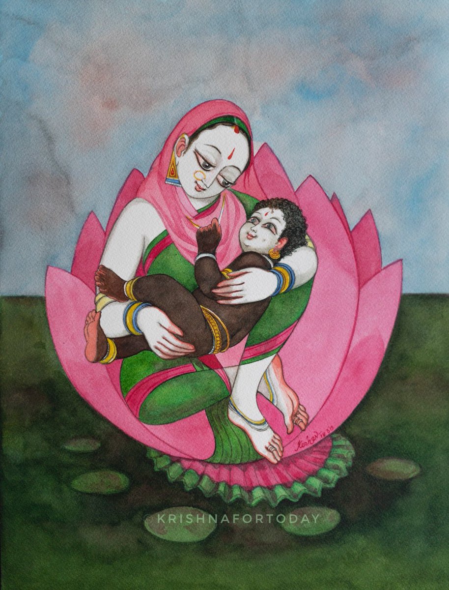 Yashoda Krishna #mothersday #Krishnaleela #blessing #watercolour #Krishnafortoday