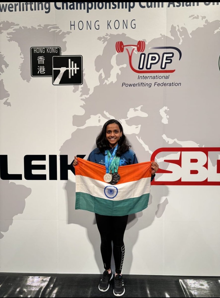 Incredibly proud of our MSc Clinical research intern, Ms Samruddhi Deolekar, who won four silver medals and overall second position in the recently concluded Asian Powerlifting Championship in Hong Kong! @TataMemorial