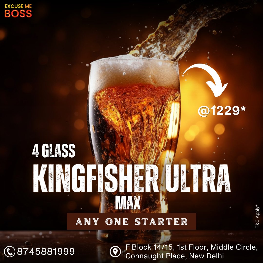 Indulging in the exquisite taste of 4 glass kingfisher ultra max, because only the best will do. 🥂💎

📞 +918745881999
Call Us For Reservations 📷

#excusemeboss #cp #delhi #sipwithjoy #raiseyourglass #cheerstoyou