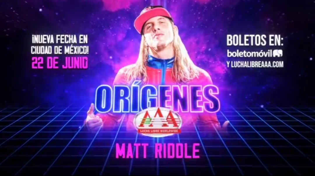 AAA hace oficial la presencia de Matt Riddle en la siguiente función de #OrigenesAA en el Juan de la Barrera justo después de la #TriplemaniaXXXII Tijuana.