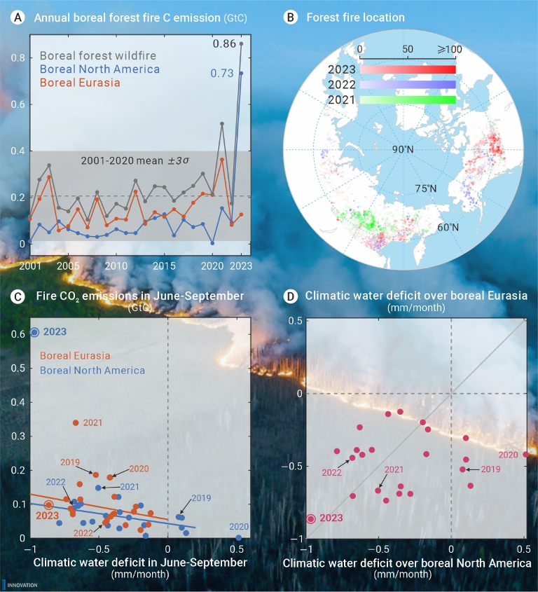 Out in @The_InnovationJ! Extreme climate sparks record boreal wildfires and carbon surge in 2023. In this study, Liang et al. underscore the urgent need to comprehend and respond to the potential tipping point of boreal ecosystem functioning and the global carbon budget. Read…