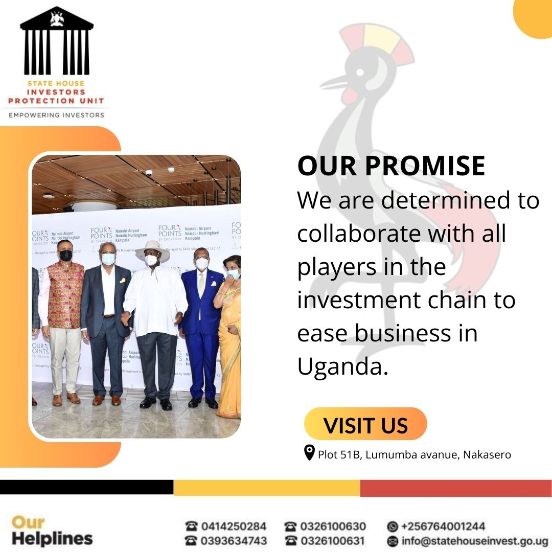 The Statehouse Investors Protection Unit collaborates with all stakeholders in the investment chain to ensure that doing business in Uganda is not hard. #EmpoweringInvestors