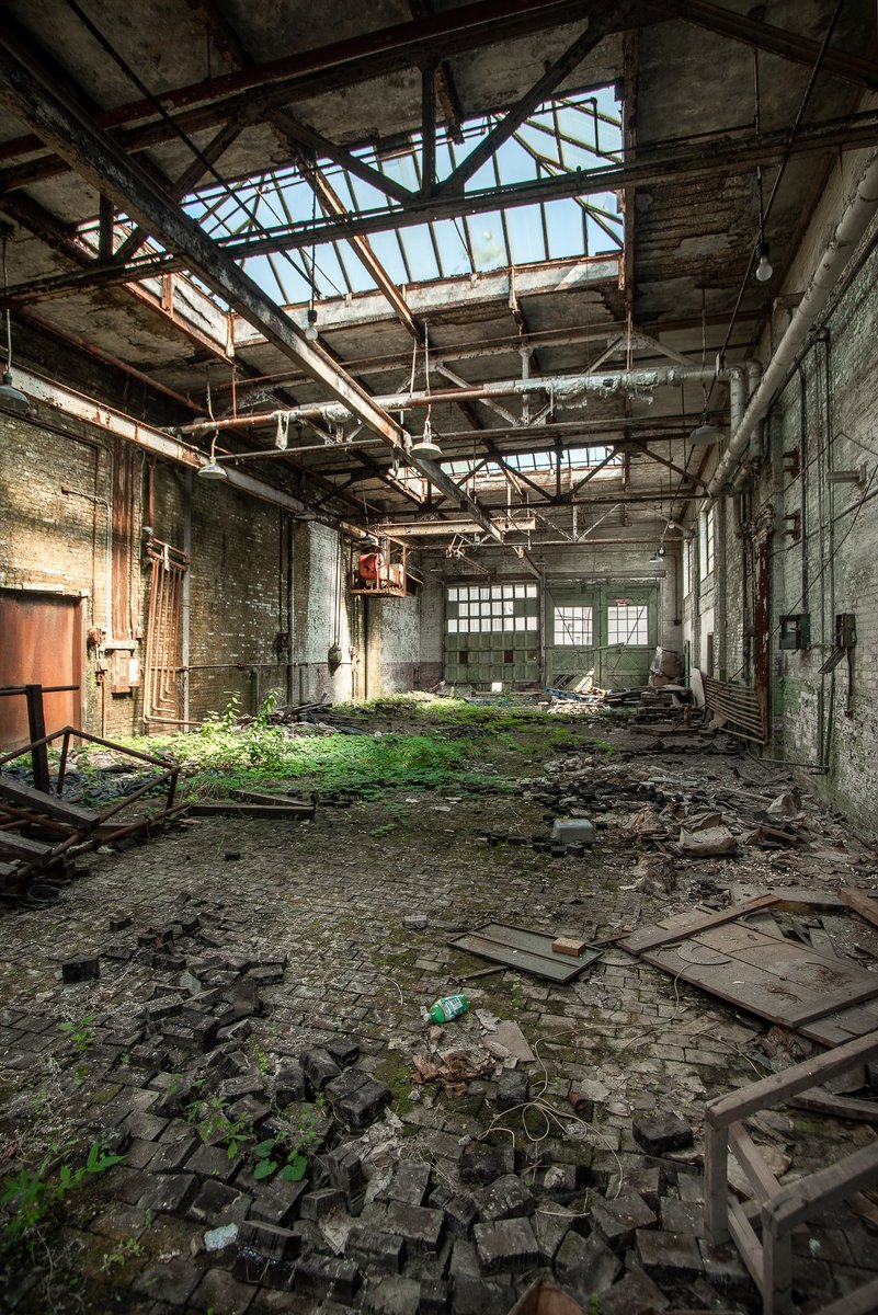 Mother Nature slowly reclaims this former but now abandoned workshop in Cleveland, Ohio.
