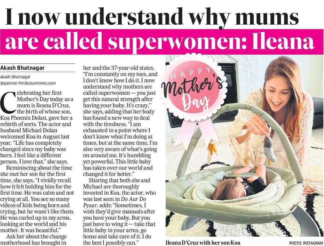 I now understand why mums are called superwomen: #Ileana On Mother’s Day today, actor Ileana D’Cruz opens up about motherhood and the changes that came with it #HappyMothersDay