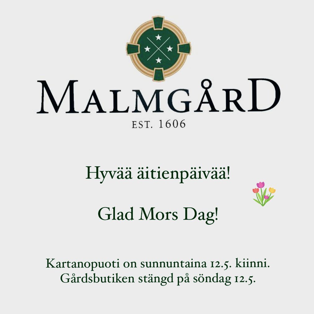 Hyvää äitienpäivää! Kartanopuuoti on tänään sunnuntaina 12.5. kiinni. 🌸🌼 Glad Mors Dag! Gårdsbutiken gar stängt idag, söndag 12.5.