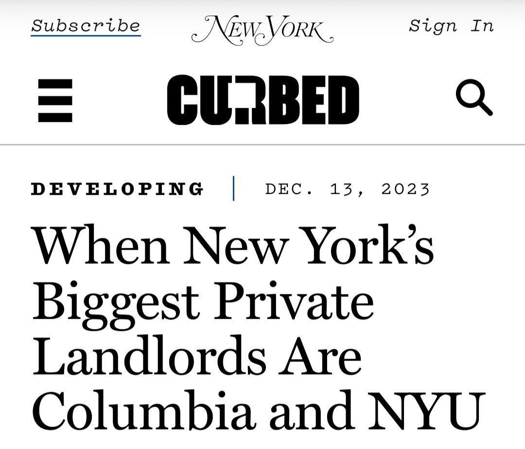 Columbia University and NYU are the largest private landowners in NYC. Columbia owns 320 properties valued at c. $4 billion, but has huge tax exemptions. Columbia Uni's President Minouche Shafik is a neoliberal economist who helped lead the IMF, World Bank, and Bank of England.