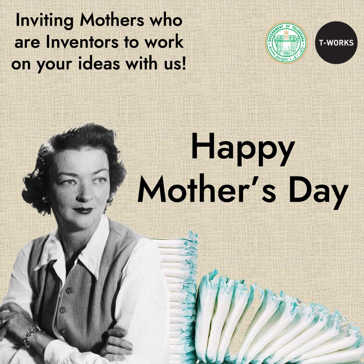 🌷 Happy Mother's Day! Today, we celebrate innovative moms like Marion Donovan, creator of the Disposable Diaper & other inventions. Let's honor the creativity and ingenuity of mothers. Join us at T-Works, where your ideas can make a difference! #MothersDay #InnovativeMothers