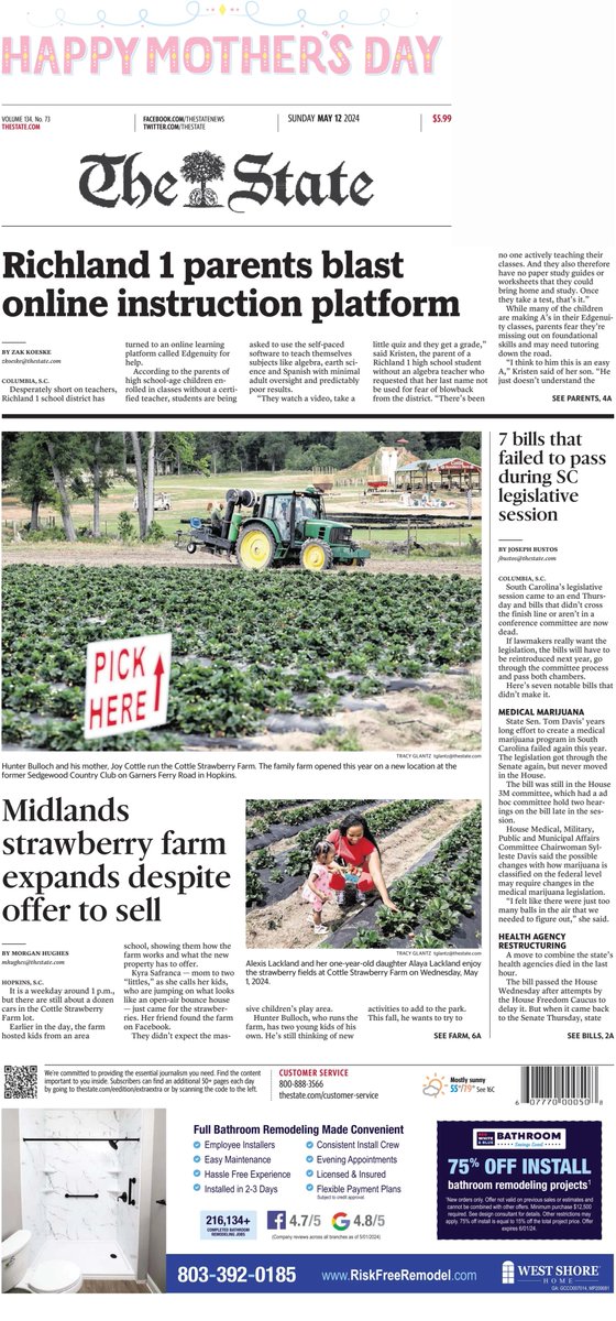 🇺🇸 Midlands Strawberry Farm Expands Despite Offer To Sell ▫A popular Midlands strawberry farm goes ‘against the machine’ to resist housing development ▫@m0rgan_hughes ▫is.gd/fXLr91 👈 #frontpagestoday #USA @thestate 🇺🇸