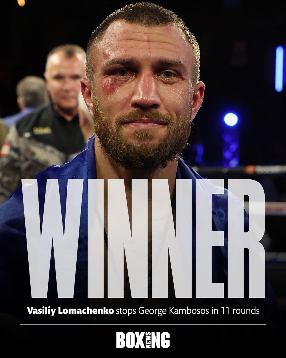 𝗟𝗼𝗺𝗮𝗰𝗵𝗲𝗻𝗸𝗼 𝗵𝗮𝗹𝘁𝘀 𝗞𝗮𝗺𝗯𝗼𝘀𝗼𝘀 🔥 Pure dominance from @VasylLomachenko, who drops and stops George Kambosos with a sickening body attack in round 11. #LomaKambosos